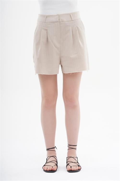 Cut Edge Loose Fit Pants Shorts With Stripes