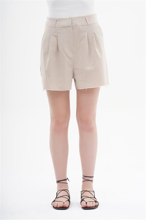 Cut Edge Loose Fit Pants Shorts With Stripes