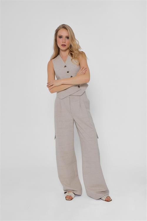 031093 FULL LENGTH STRAIGHT PANTS WITH CARGO POCKETS