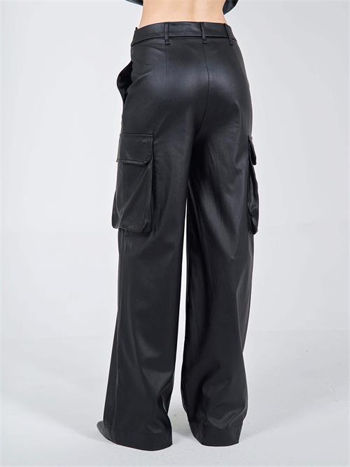 Wholesale Pu - Leather Cargo Pants With Big Pockets 031250