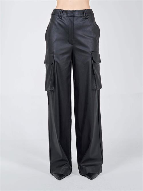 Wholesale Pu - Leather Cargo Pants With Big Pockets 031250