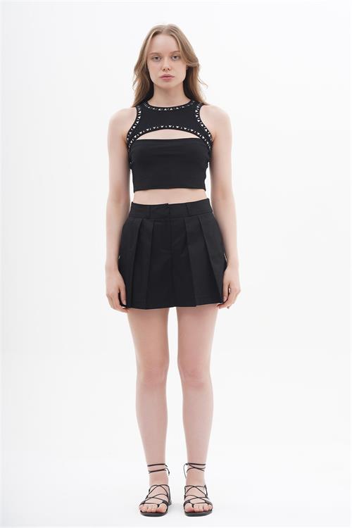 Cut Out Crop Top With Studs