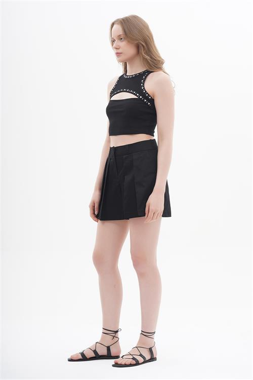 Cut Out Crop Top With Studs