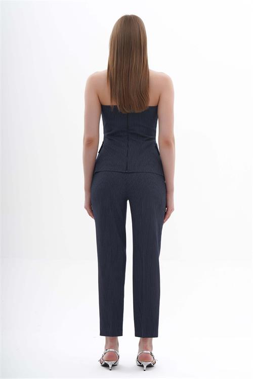 Striped Strapless Bustier With Flap Pockets