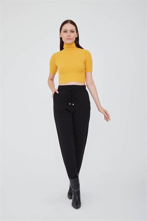 (2.Grup) Turtle Neck Short Sleeve Knit Crop Top