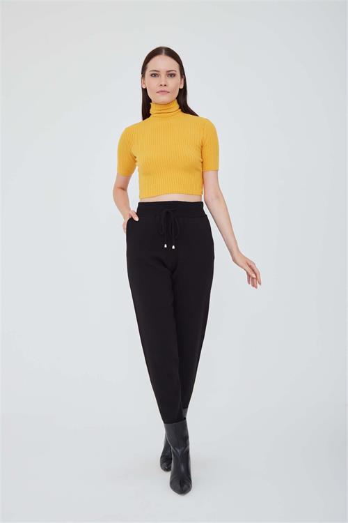 (2.Grup) Turtle Neck Short Sleeve Knit Crop Top