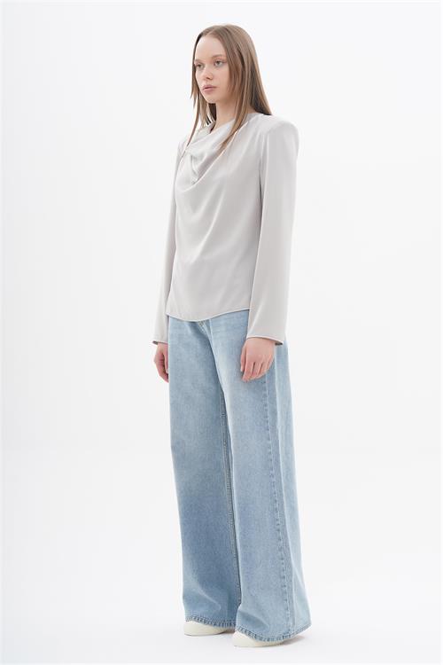 Long Sleeve Waterfall Blouse