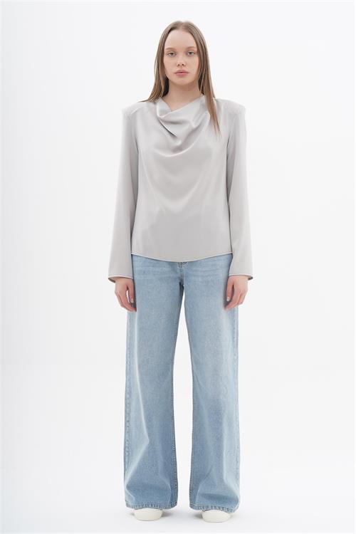 Long Sleeve Waterfall Blouse