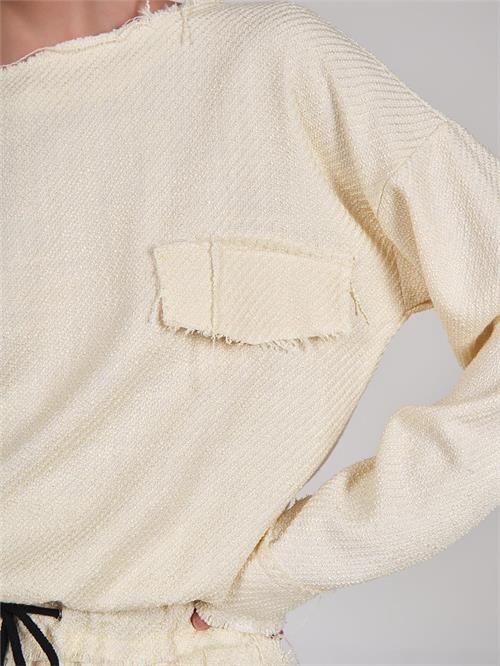 Wholesale CHANEL Fabric Pocket Detail Elastic Waist Blouse