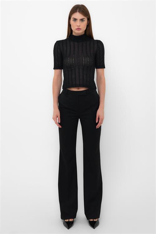 Vertıcal Knıt Detaıl Transparent Top