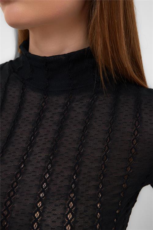 Vertıcal Knıt Detaıl Transparent Top