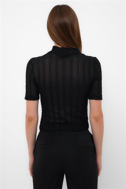 Vertıcal Knıt Detaıl Transparent Top