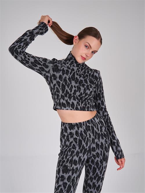 Leopard Print Knit Crop Top