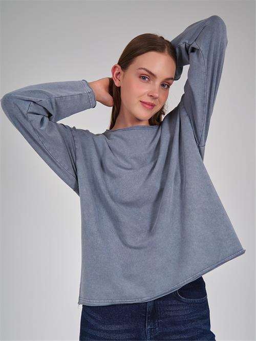 Raw Edge Neckline Oversize Sweater