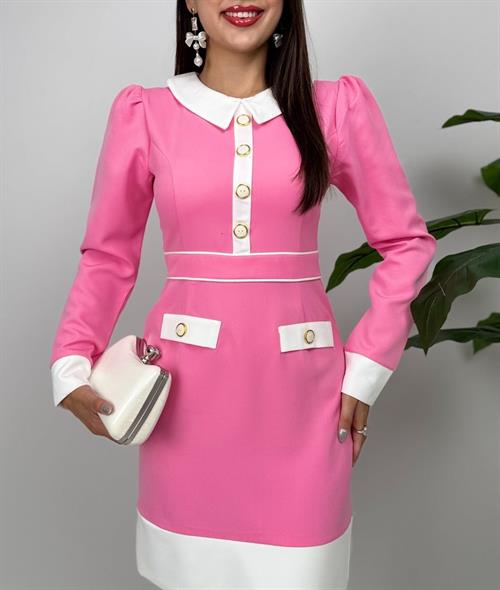 1002 GARNİLİ KISA DAR ELBİSE