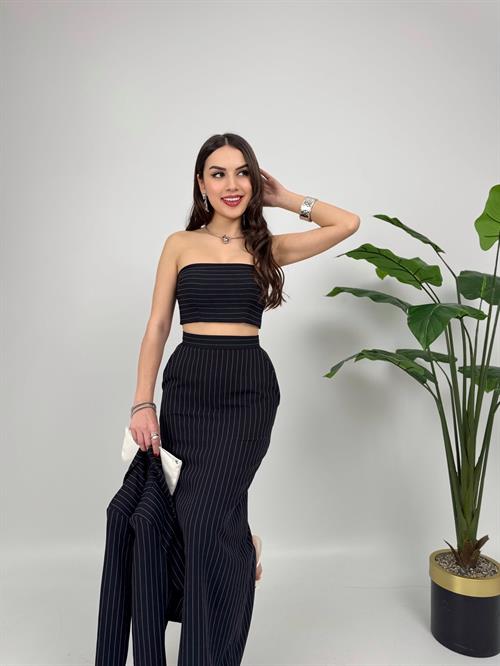 Wholesale Striped Three-Piece Skirt Suit