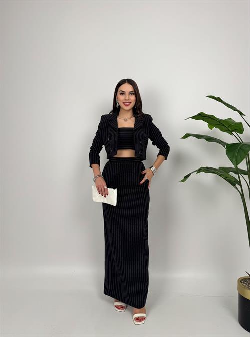 Wholesale Striped Three-Piece Skirt Suit