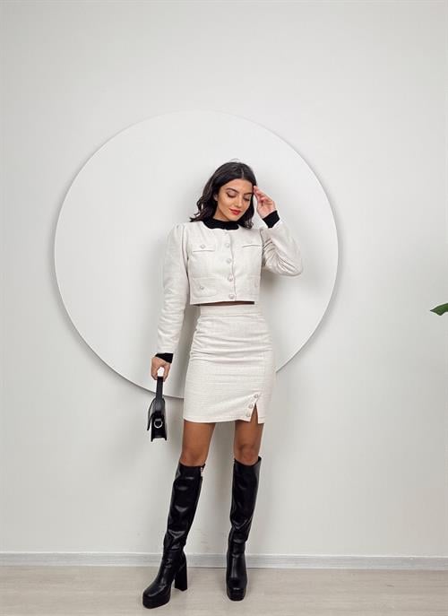 Wholesale Cropped Jacket and Mini Skirt Set