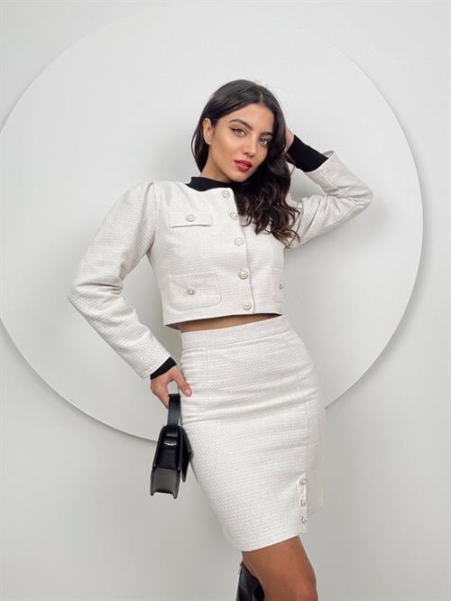 Wholesale Cropped Jacket and Mini Skirt Set