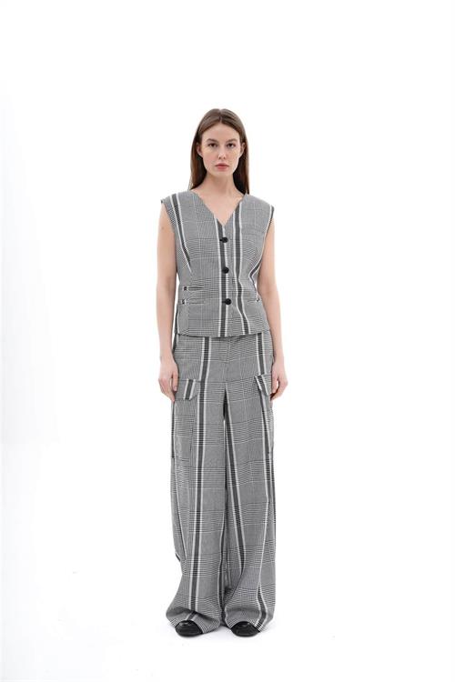 Loose Fıt Checked Vest