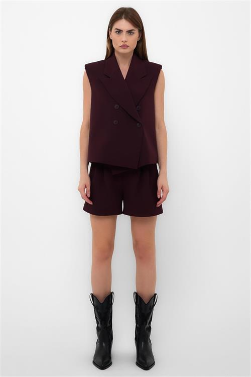 Wholesale Asymmetric Hem Oversize Double Breasted Vest
