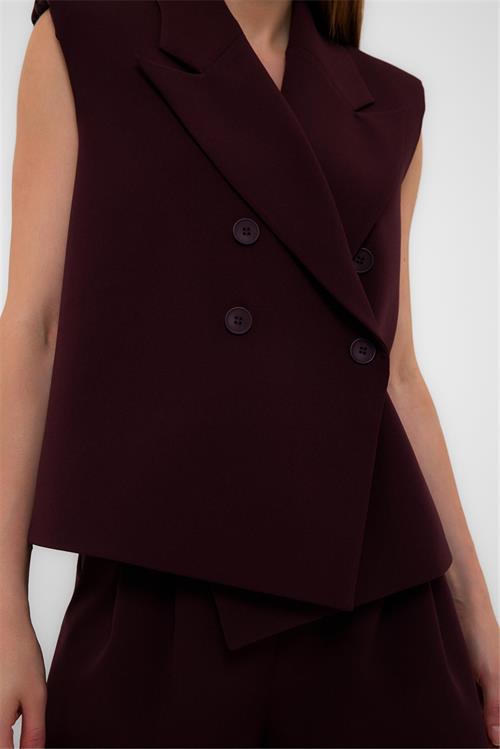 Wholesale Asymmetric Hem Oversize Double Breasted Vest