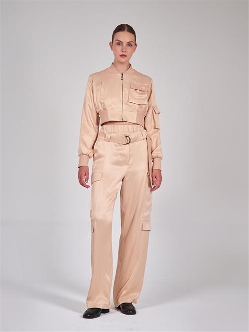 Bellow Pocket Cropped Bomber Jacket