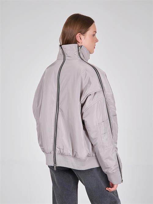 Wholesale Zippered Shoulder and Arm Detail Bomber Jacket