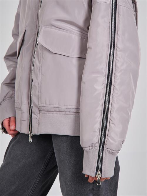 Wholesale Zippered Shoulder and Arm Detail Bomber Jacket