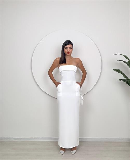 Wholesale Pencil Atlas Dress with Pockets