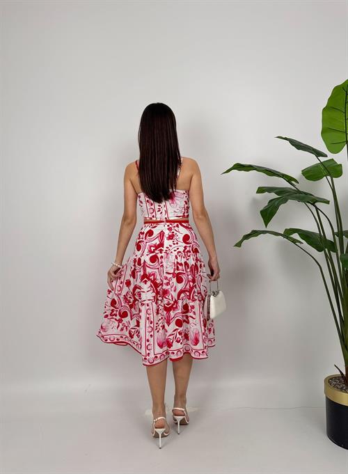 Wholesale Patterned Crepe Double Set with Bustier
