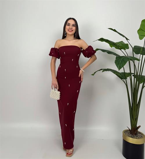 2125 ÖNLER İNCİ DETAY TASARIM ELBİSE