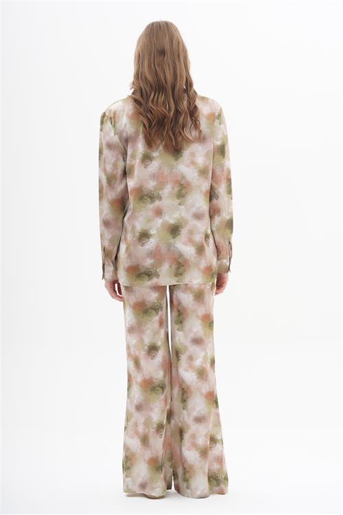 220274 BATIK PRINT BUTTON UP SHIRT WITH FLARED PANTS