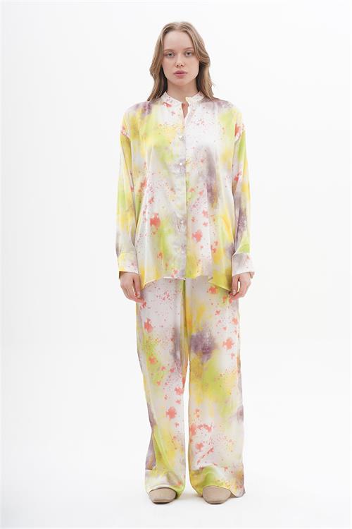 220275 BATIK PRINT BUTTON UP SHIRT WITH ELASTIC BAND PANTS