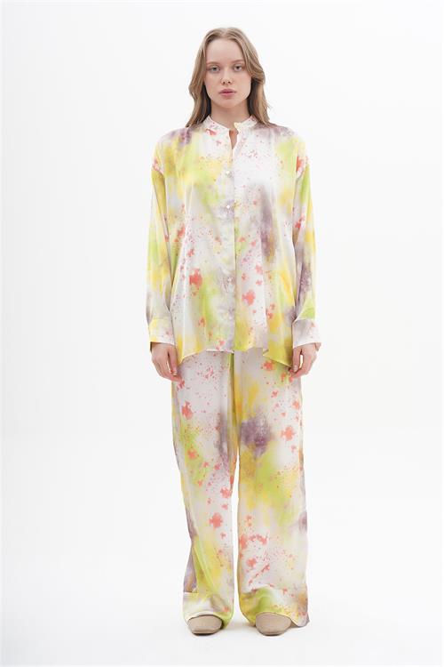 220275 BATIK PRINT BUTTON UP SHIRT WITH ELASTIC BAND PANTS