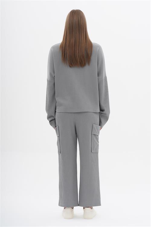 Long Sleeve Knit  Sweater With Loose Fit Pants