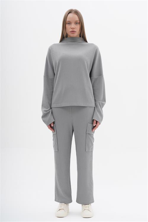 Long Sleeve Knit  Sweater With Loose Fit Pants