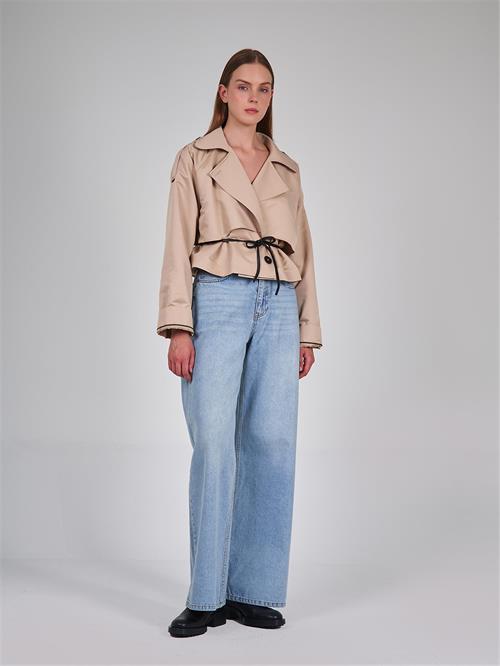 Wholesale Hooded High Collar Long Raincoat