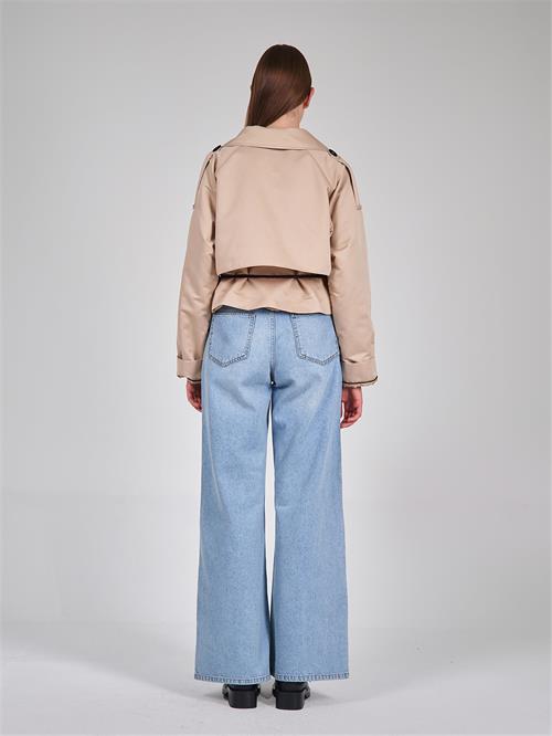 Wholesale Hooded High Collar Long Raincoat