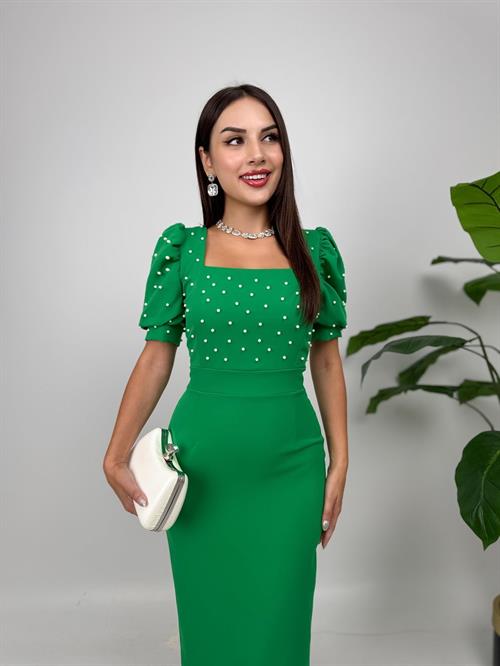 3005 İNCİ DETAYLI ELBİSE