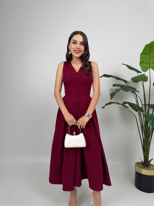 3031 KOLSUZ ÖNDEN DÜĞMELİ ELBİSE