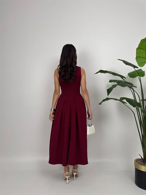 3031 KOLSUZ ÖNDEN DÜĞMELİ ELBİSE