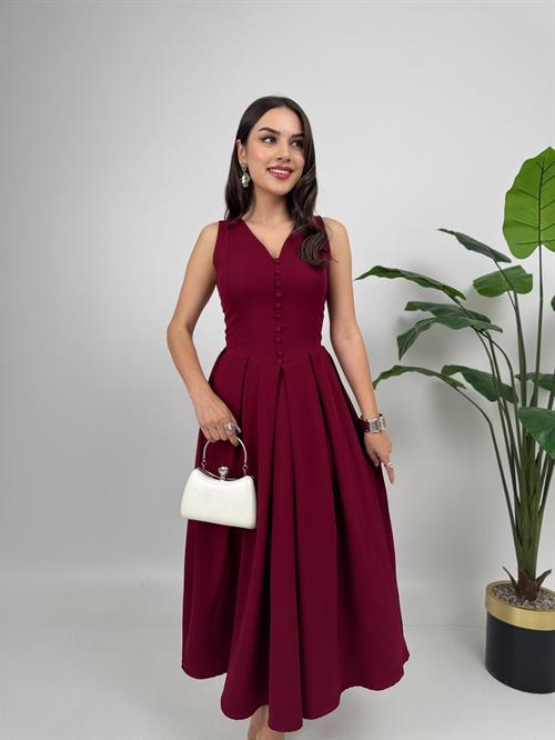 3031 KOLSUZ ÖNDEN DÜĞMELİ ELBİSE