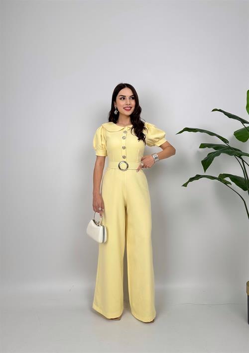 Wholesale Button-Front Jumpsuit with Matching Belt