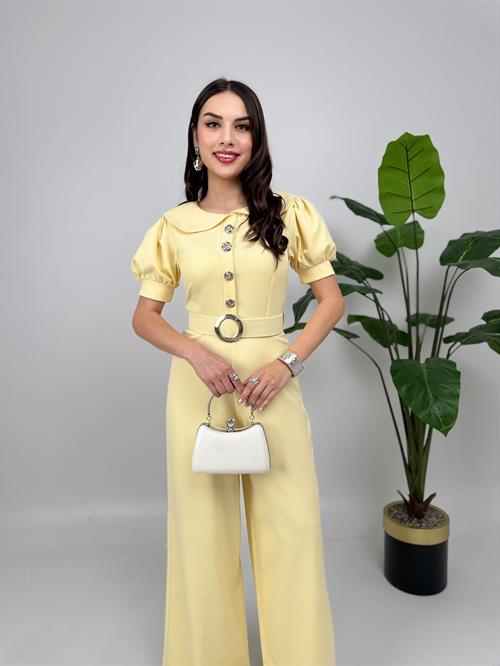 Wholesale Button-Front Jumpsuit with Matching Belt