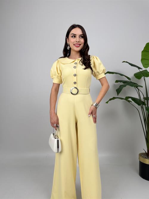 Wholesale Button-Front Jumpsuit with Matching Belt