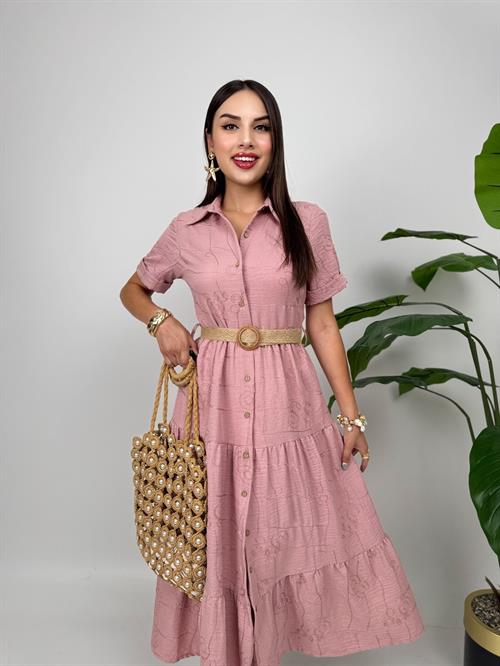 Wholesale Button-Up Dress with Belt