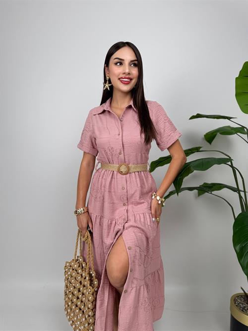 Wholesale Button-Up Dress with Belt