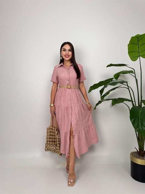 Wholesale Button-Up Dress with Belt