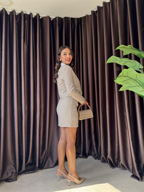 Wholesale Pearl-Embellished Skirt Suit